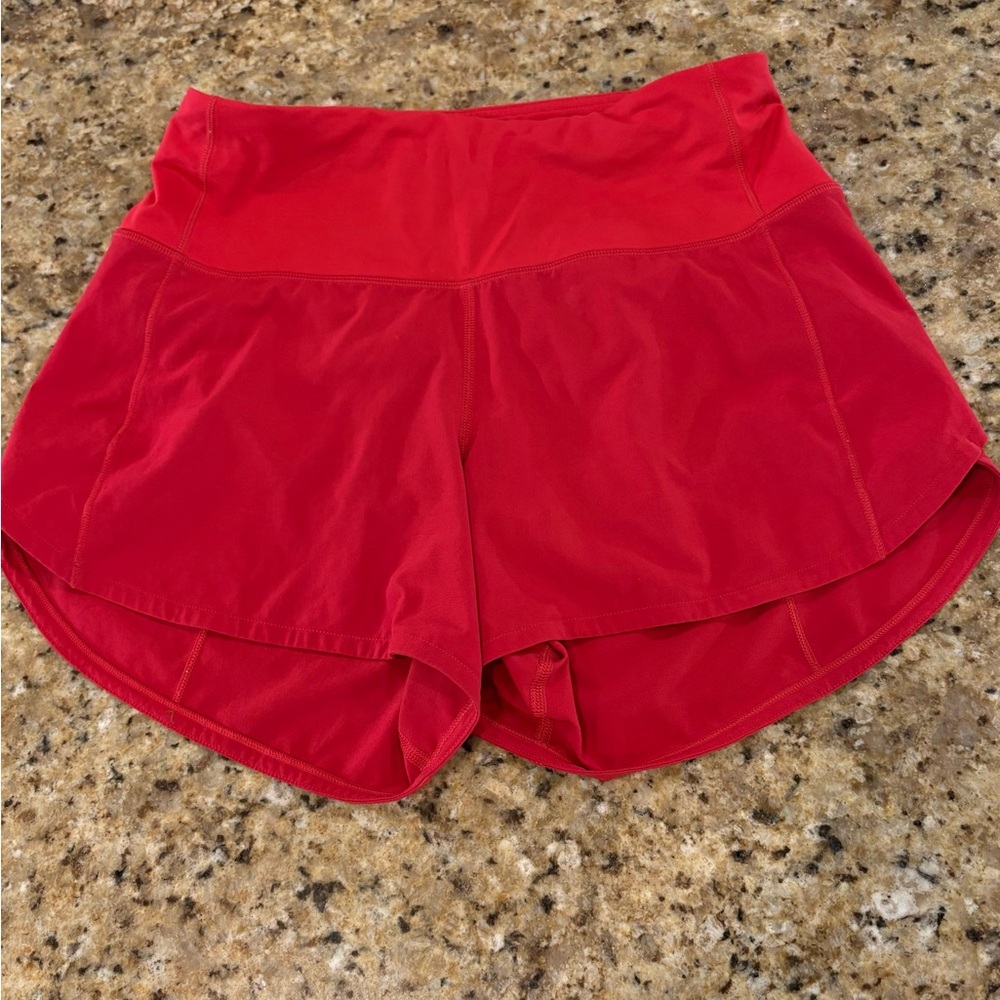 Size 4 Red lululemon Speed up 4” shorts